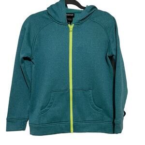 Burton Kids Zip Up Hoodie Blue Sweatshirt Green Zipper Fleece Lined Large Ski